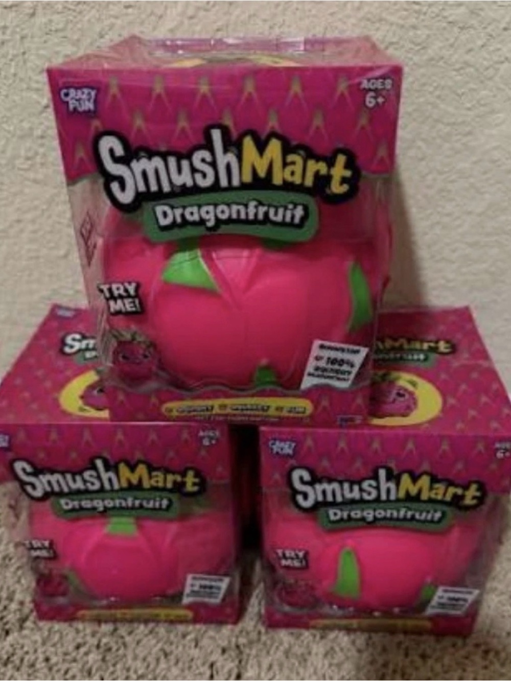 Lot of 3 RMS SmushMart Dragonfruit Squishy Toys NEW Sealed Crazy Fun